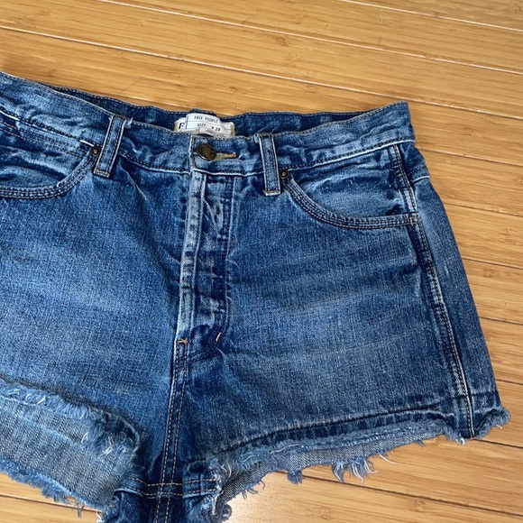 Free People Denim Button Fly Shorts - Picture 2 of 6